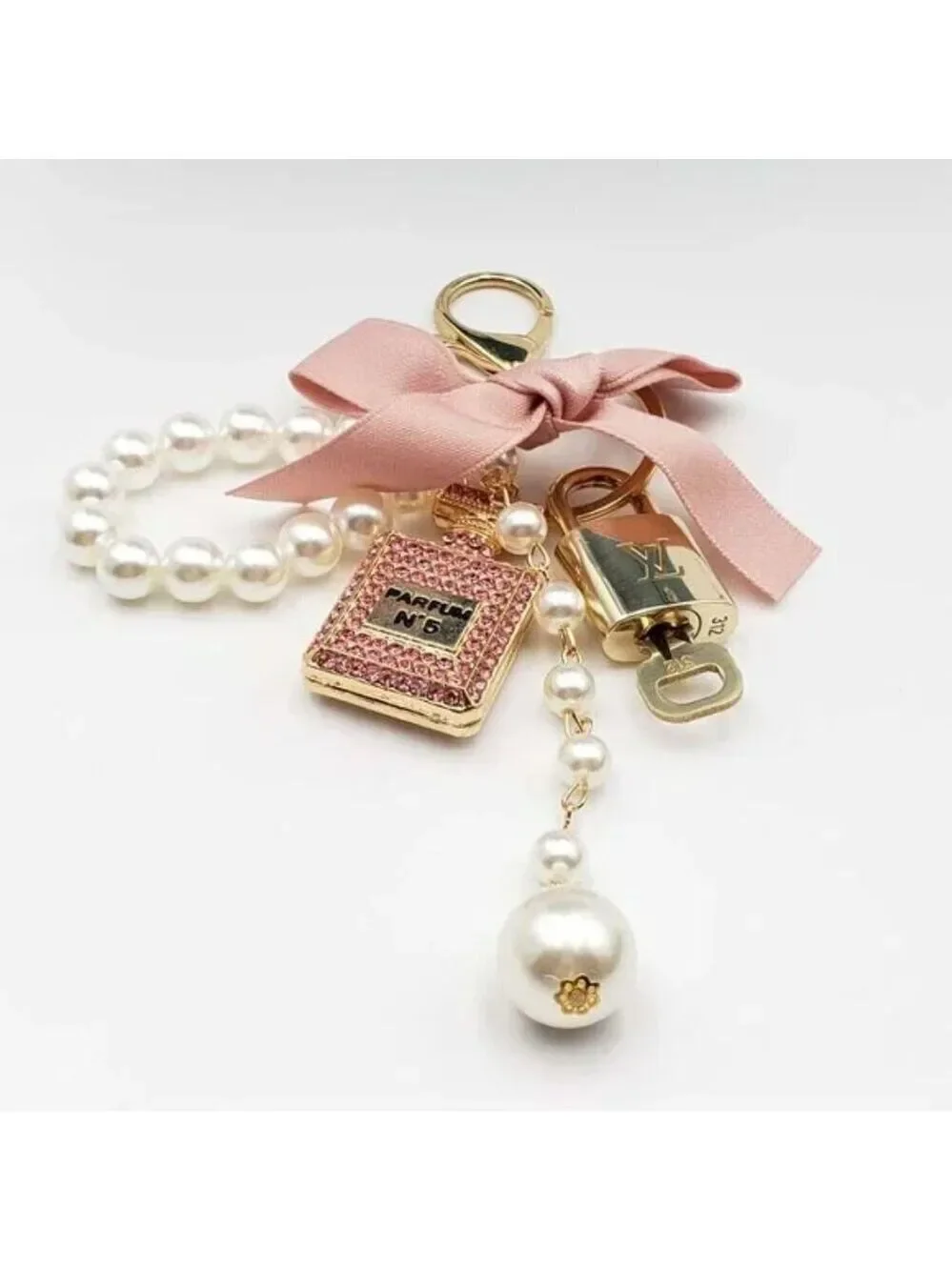 Authentic Louis Vuitton Gold Lock 🔒 Keychain Bag Unbranded N5 Bottle Charm LV